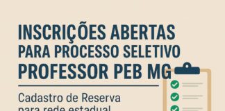 Inscrições abertas para processo seletivo de Professor da rede estadual de ensino de MG (PEB)